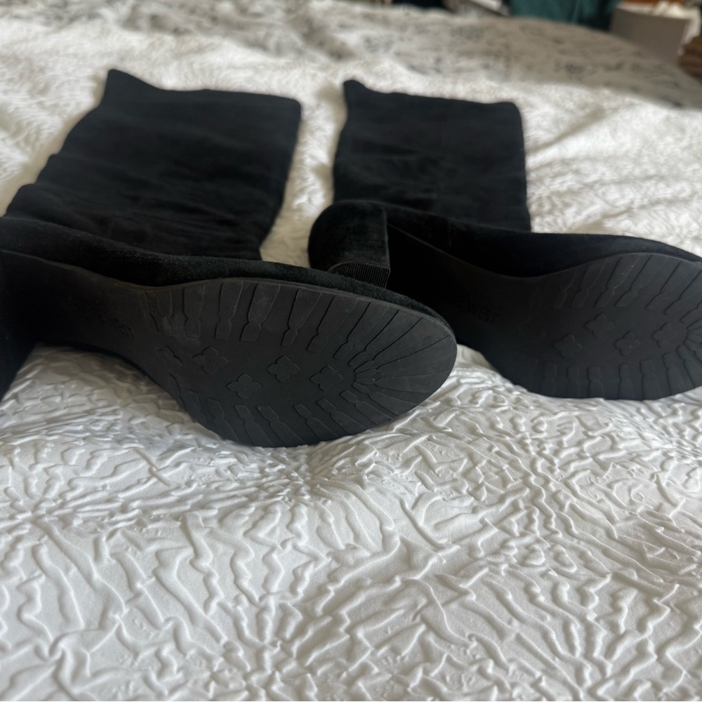 Nine West Over The Knee Snowfallo Upper Leather Suede Black Boots - Picture 5 of 5